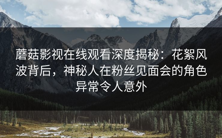 蘑菇影视在线观看深度揭秘：花絮风波背后，神秘人在粉丝见面会的角色异常令人意外