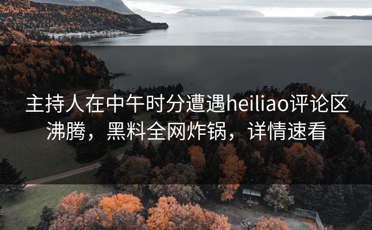 主持人在中午时分遭遇heiliao评论区沸腾，黑料全网炸锅，详情速看