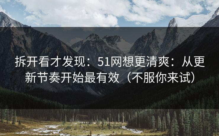 拆开看才发现：51网想更清爽：从更新节奏开始最有效（不服你来试）